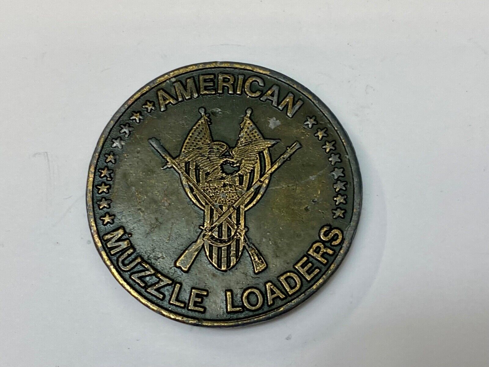 American Muzzle Loaders Vintage Tiffany Studio NY belt buckle Protect Gun Rights