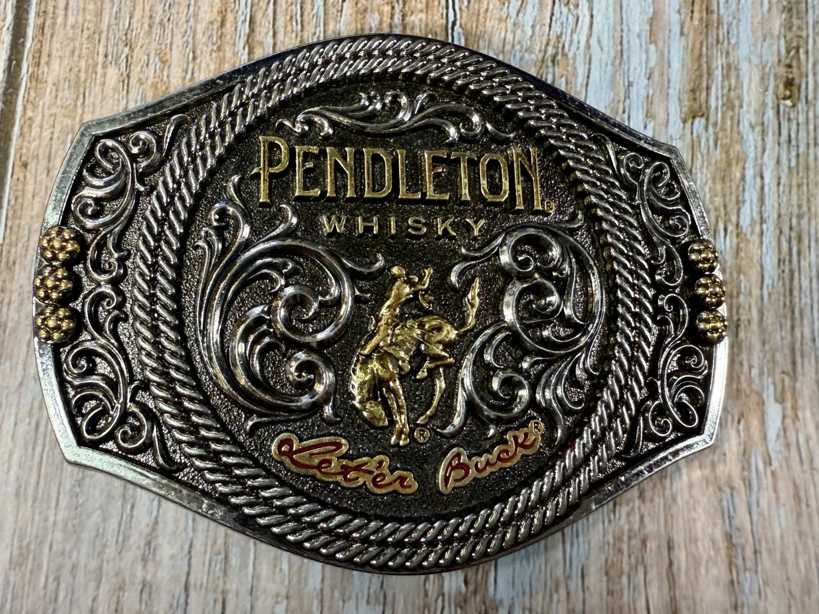 2021 Pendleton Whiskey Let'er Buck Rodeo Cowboy Montana Silversmiths Belt Buckle