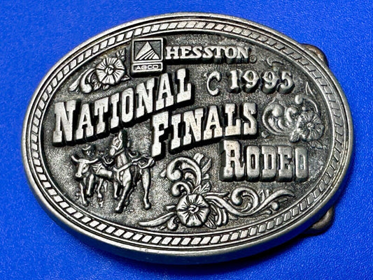 1995 Youth sz NFR National Finals Rodeo Award Design Medals Hesston belt buckle