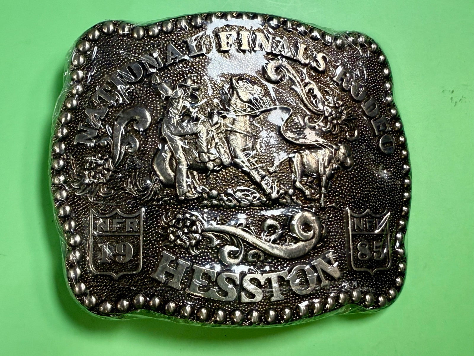1985 Hesston NFR National Finals Rodeo Calf Roping NOS Collectors Belt Buckle