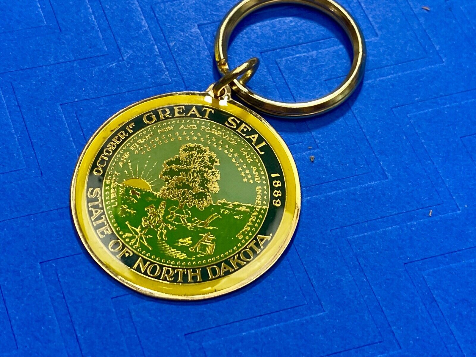 10 Lot  - The Great State Seal of North Dakota Keychain Key Ring Chain Resale