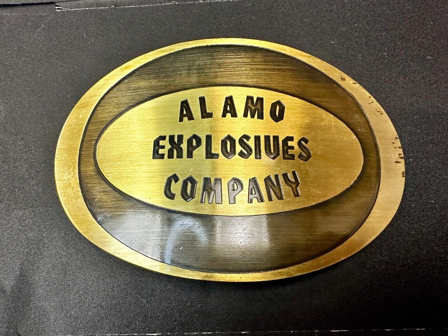 Alamo Texas Explosives Company Mine Company Belt Buckle - Metal Arts O.K.C