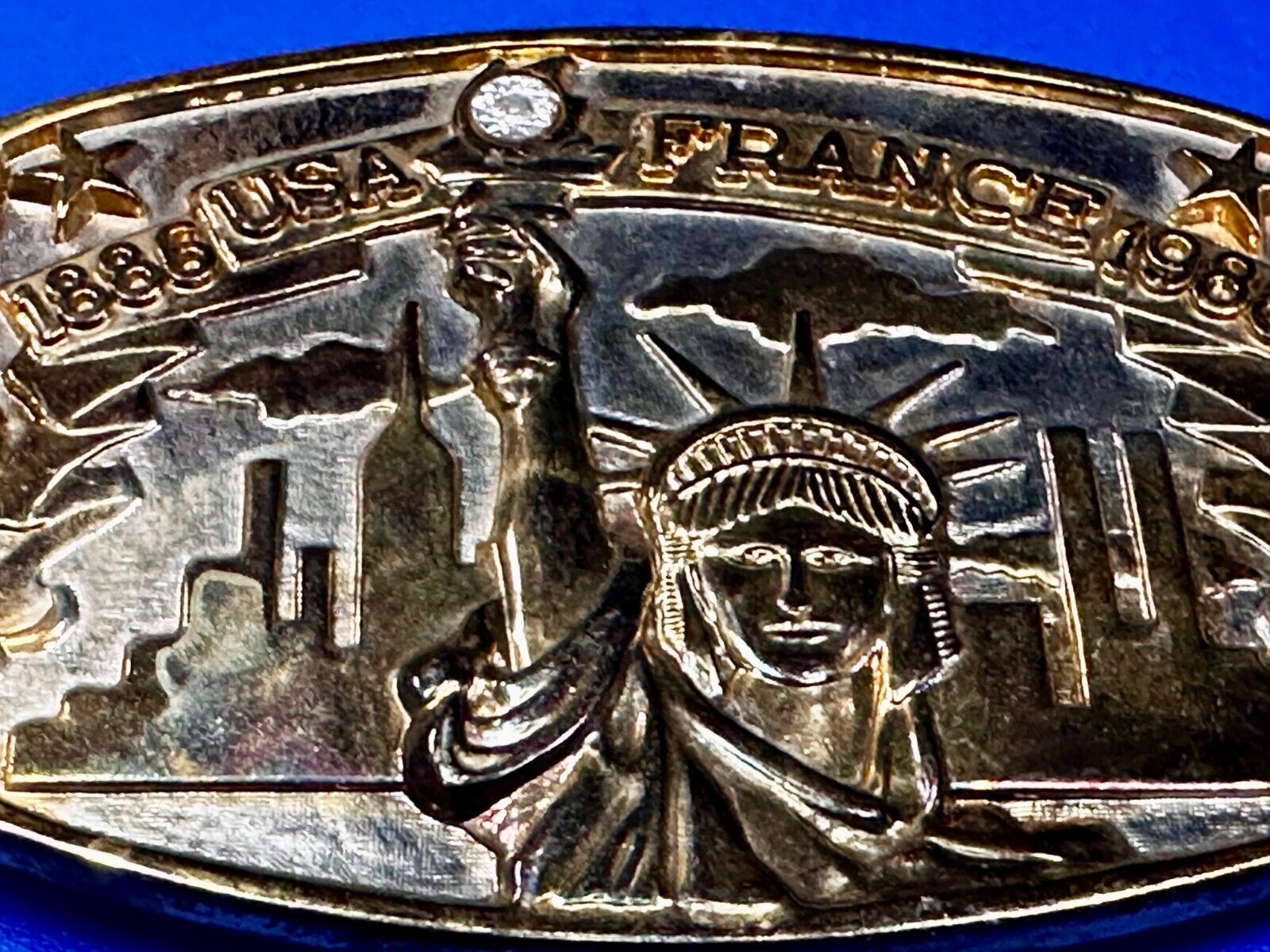 1886-1986 USA FRANCE Statue of Liberty belt buckle - Hammond Mint Commemorative