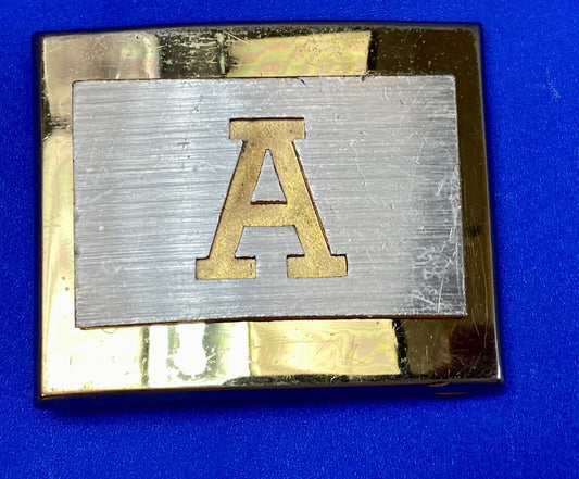 Vintage Dante Initial letter A two tone belt buckle