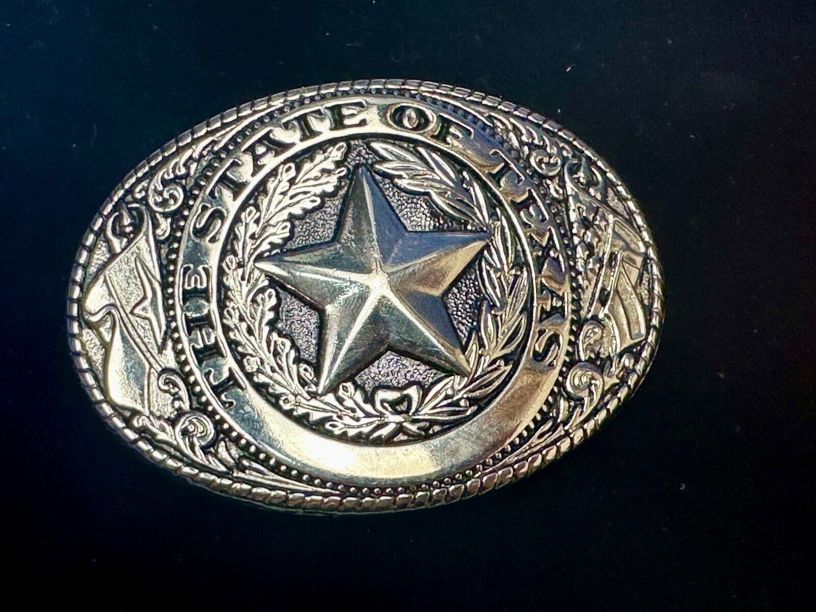 The Great State of Texas - Tx Star, Flag western light gold color belt buckle