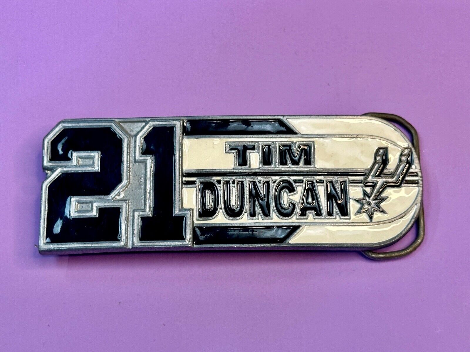 #21 Tim Duncan Texas NBA SAN ANTONIO SPURS Great American Products Belt Buckle