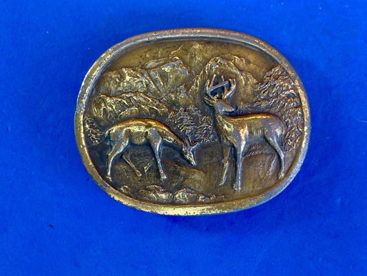 Two Deer Brass Tone Or Real? Metal Craft Belt Buckle 
