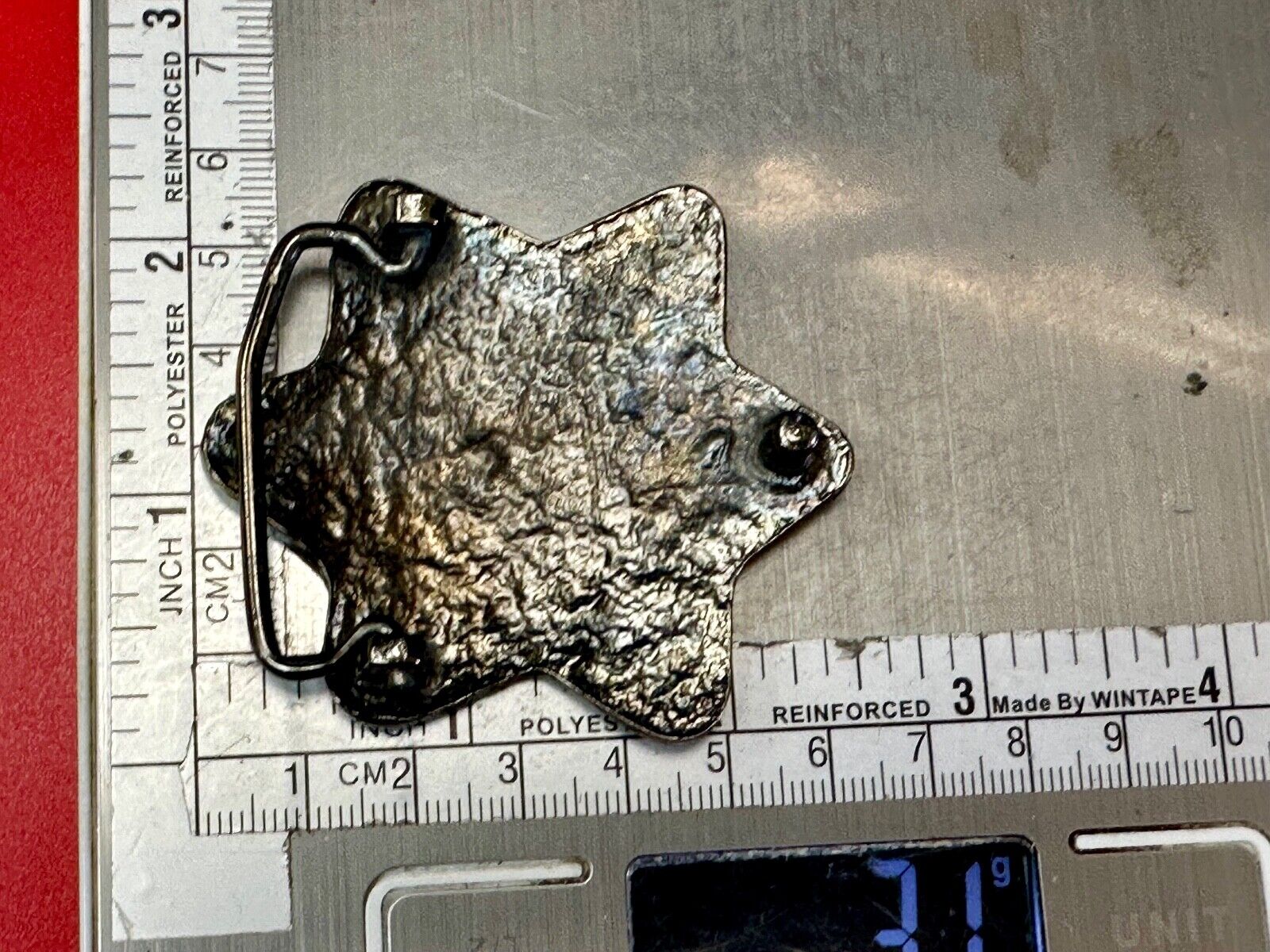 Abstract STAR Cutout 2.5" wide silver tone sheriff badge shaped belt buckle