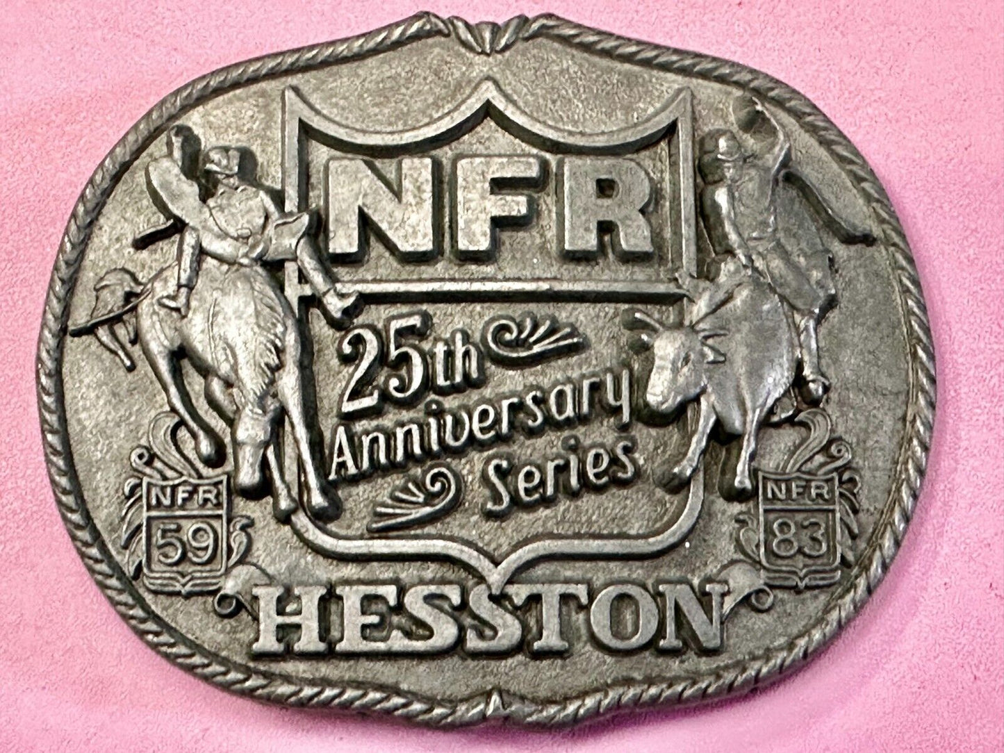 25 Year Anniversary Hesston NFR National Finals Rodeo Cowboys Belt Buckle