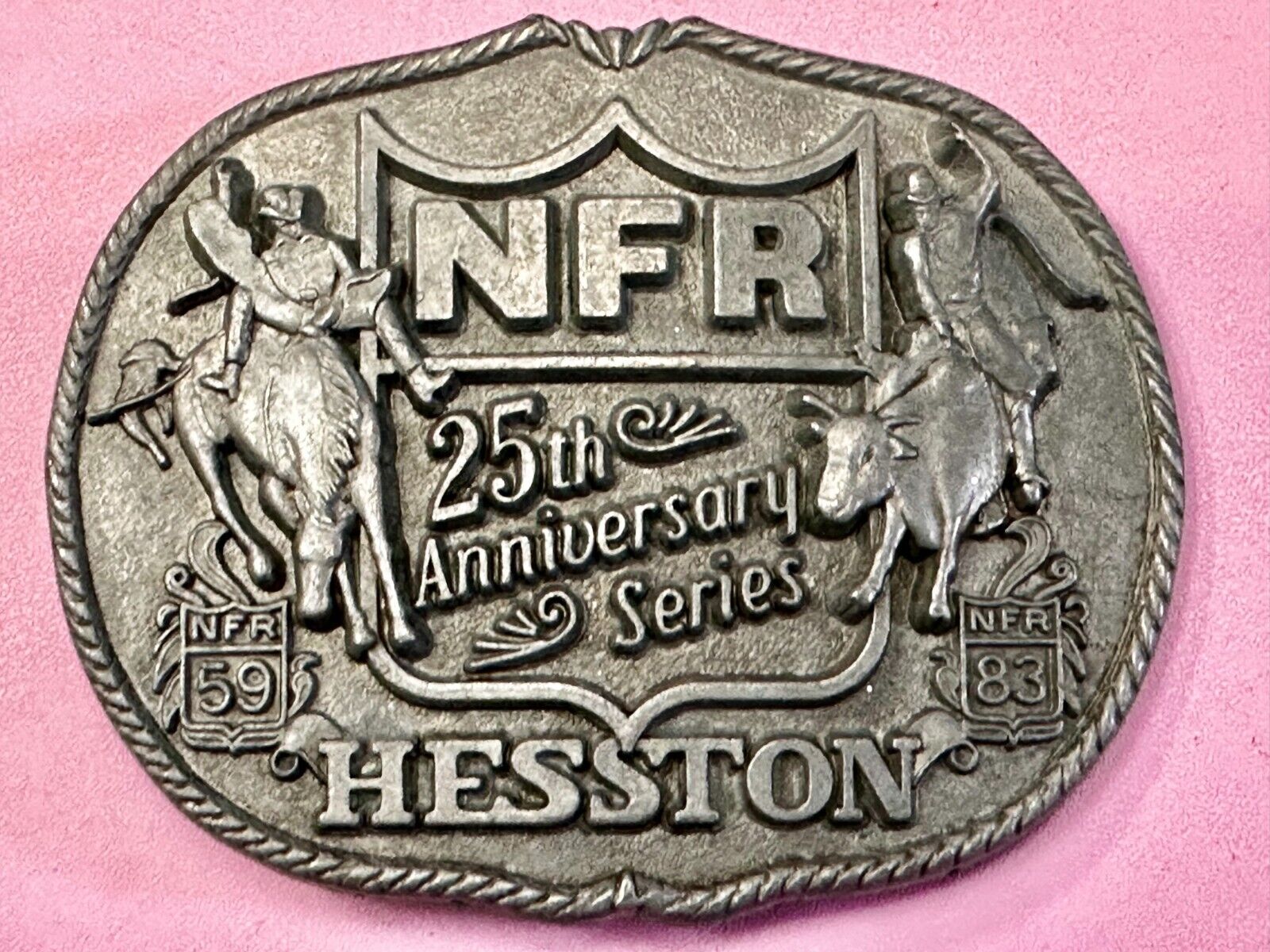 25 Year Anniversary Hesston NFR National Finals Rodeo Cowboys Belt Buckle