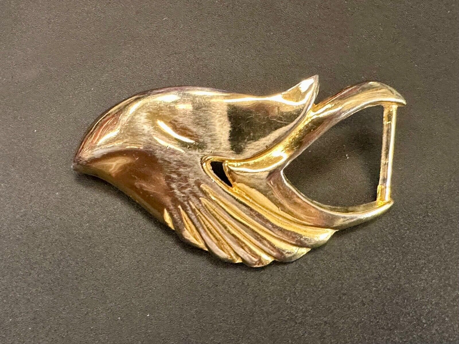 Abstract Art - Wings  gold tone belt buckle signed Leather shop