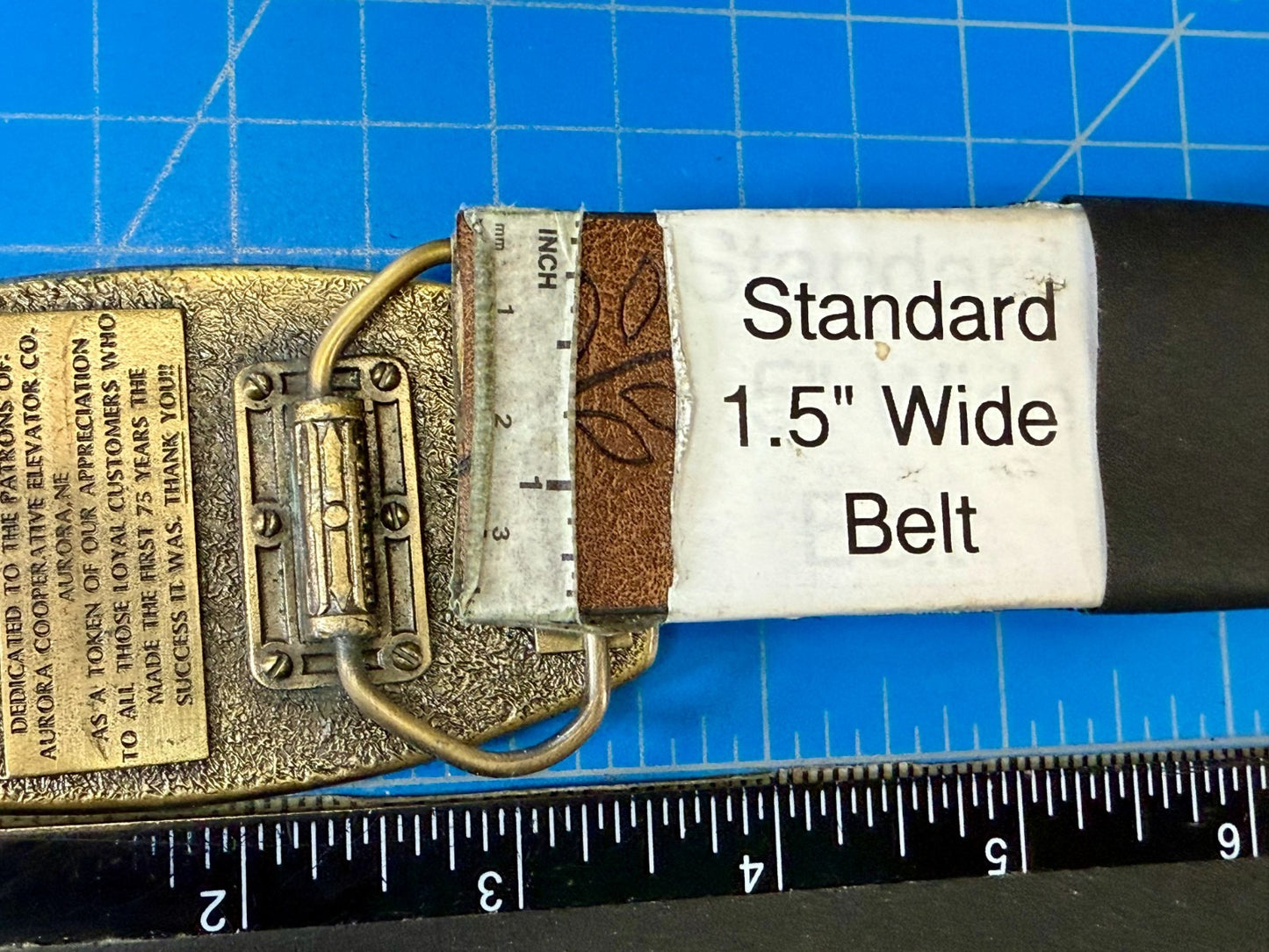 Aurora Co-Op Elevator Company at your Service 75th Anniversary Belt Buckle