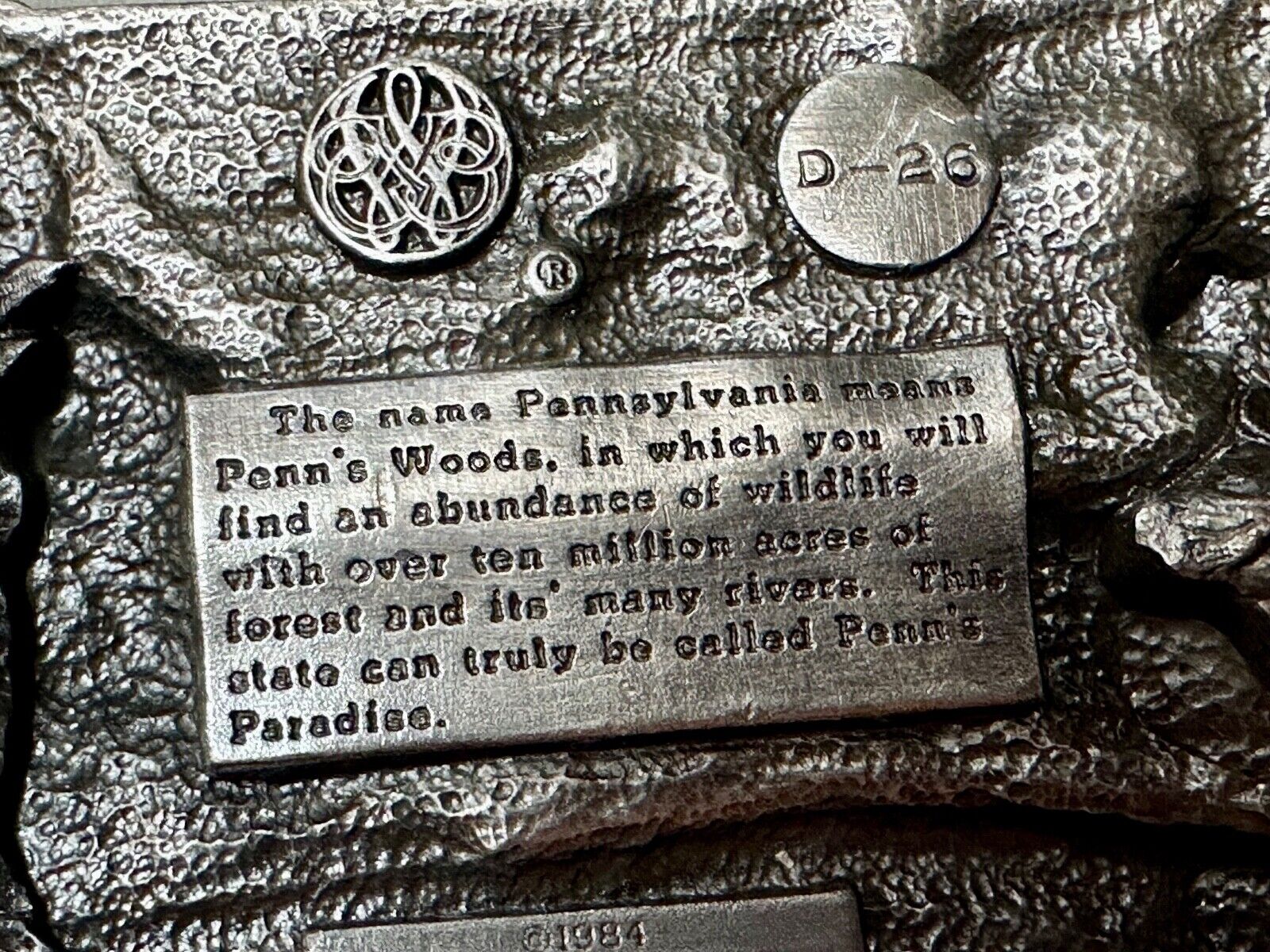 The Great State of Pennsylvania PA - Penn's Paradise Bergamot Belt Buckle