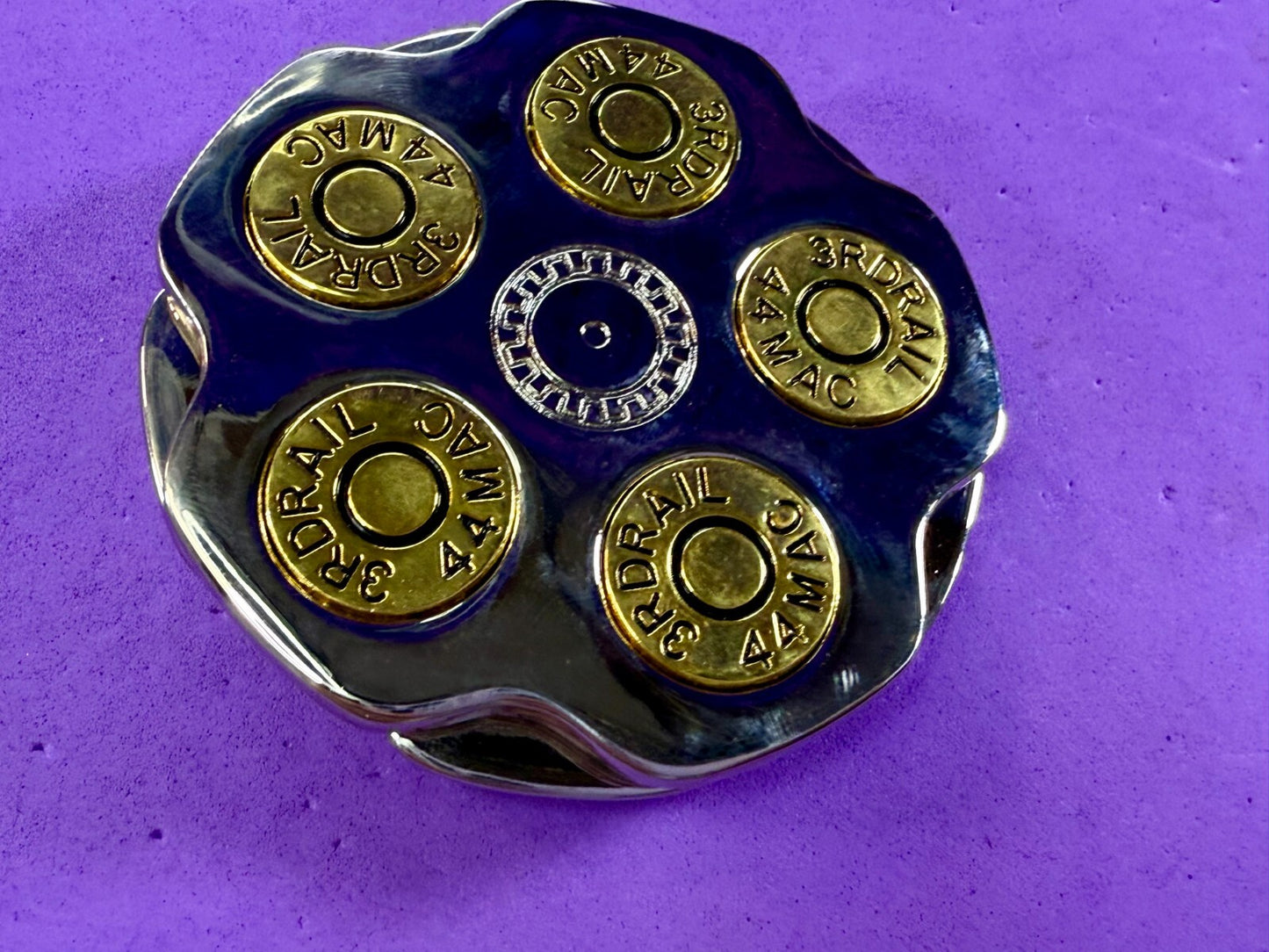 3RDRAIL Magnum 44 Revolver Gun Shell Bullet Moving Collectors Belt Buckle