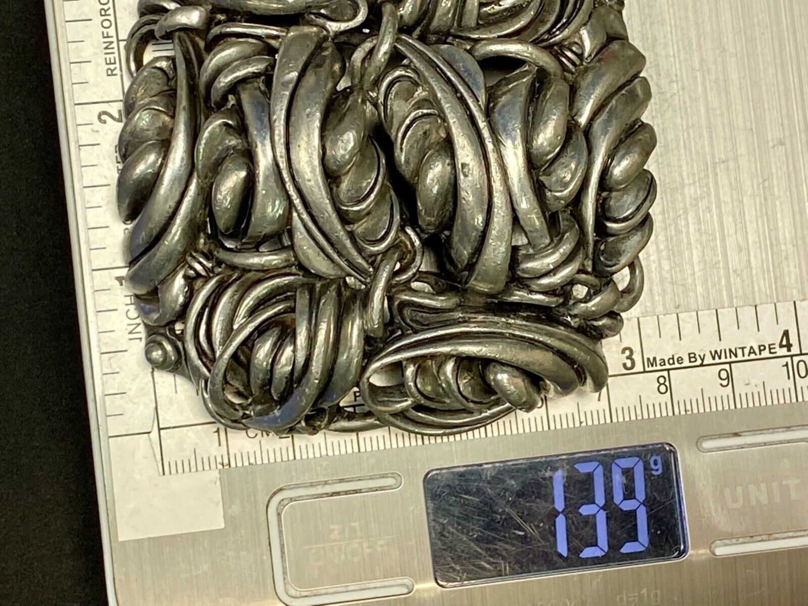 80'S Fahrenheit Ny Connie Bates Silver Tone Chunky See Through Belt Buckle
