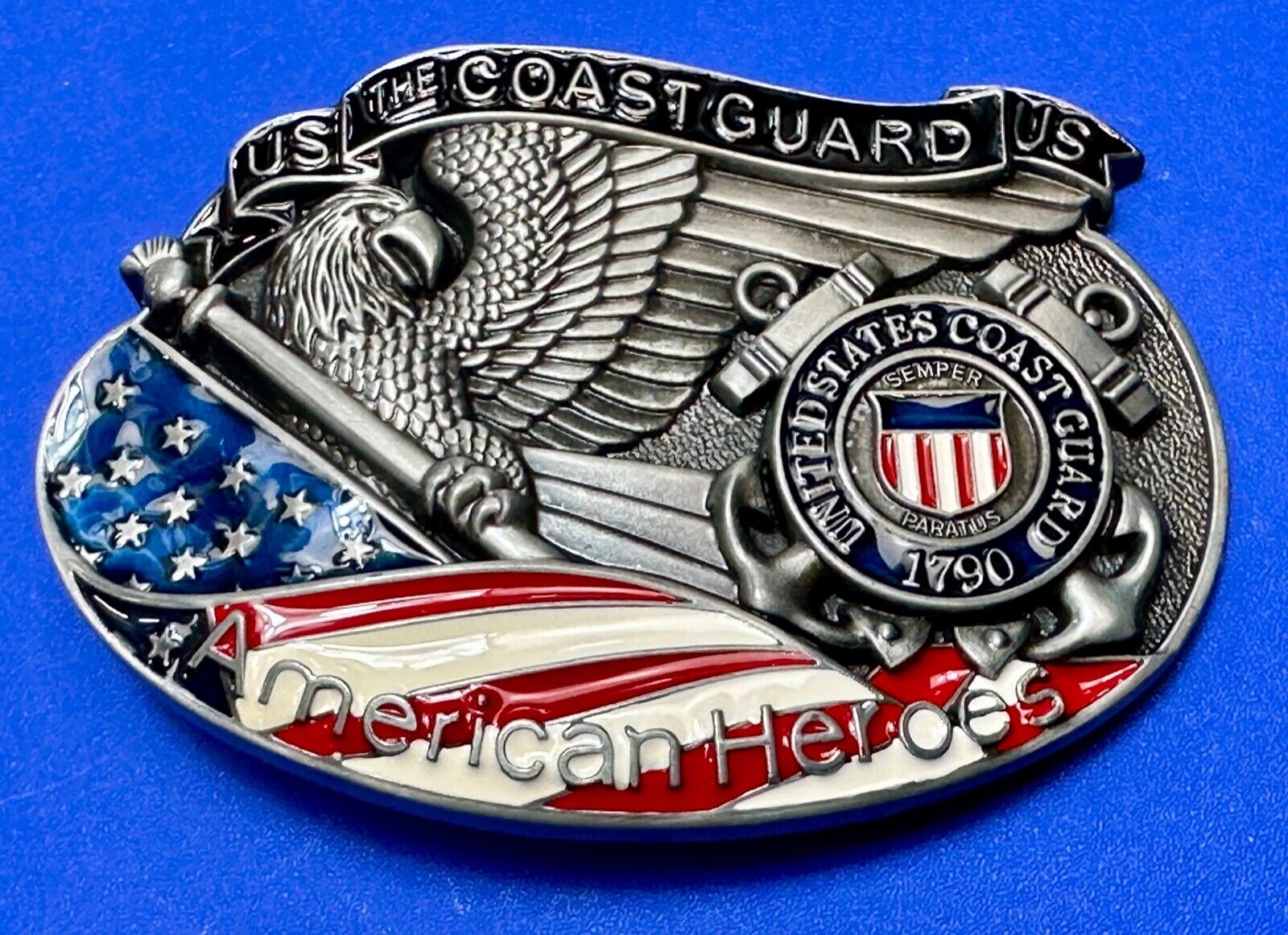 US Coast Guard America's Heroes - since 1790 Patriotic United States belt buckle