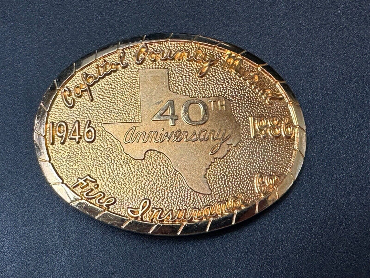 80's Texas  - capitol county mutual - Fire Insurance Company Balfour belt buckle