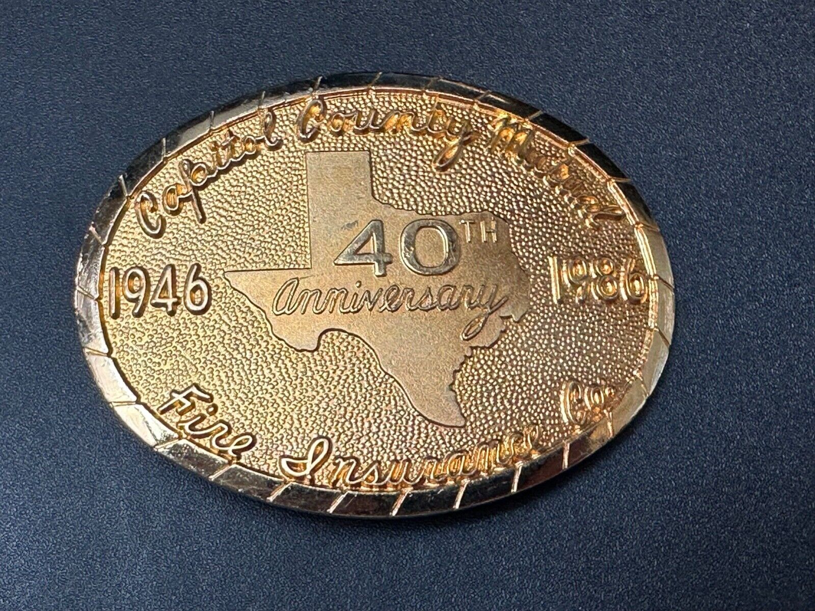 80's Texas  - capitol county mutual - Fire Insurance Company Balfour belt buckle