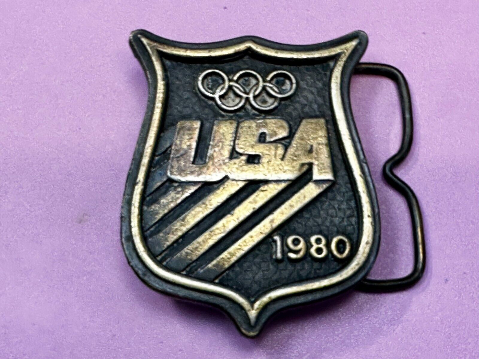 1980 USA Olympic Committee Bergamot Brass Works Vintage Belt Buckle Paul Rollins