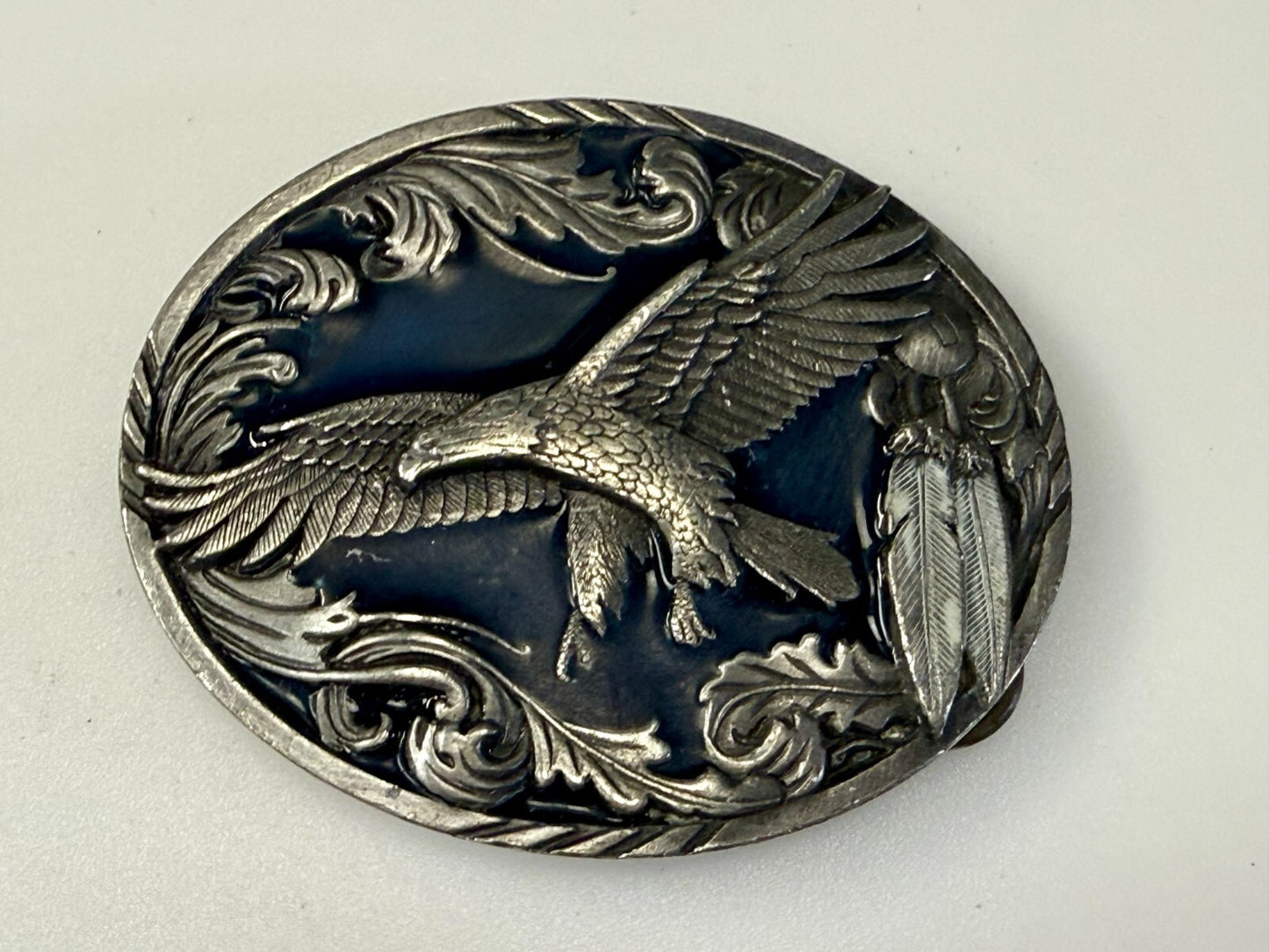 American Indian Flying Eagle Native Feather VTG 1995 Siskiyou Belt Buckle A-2