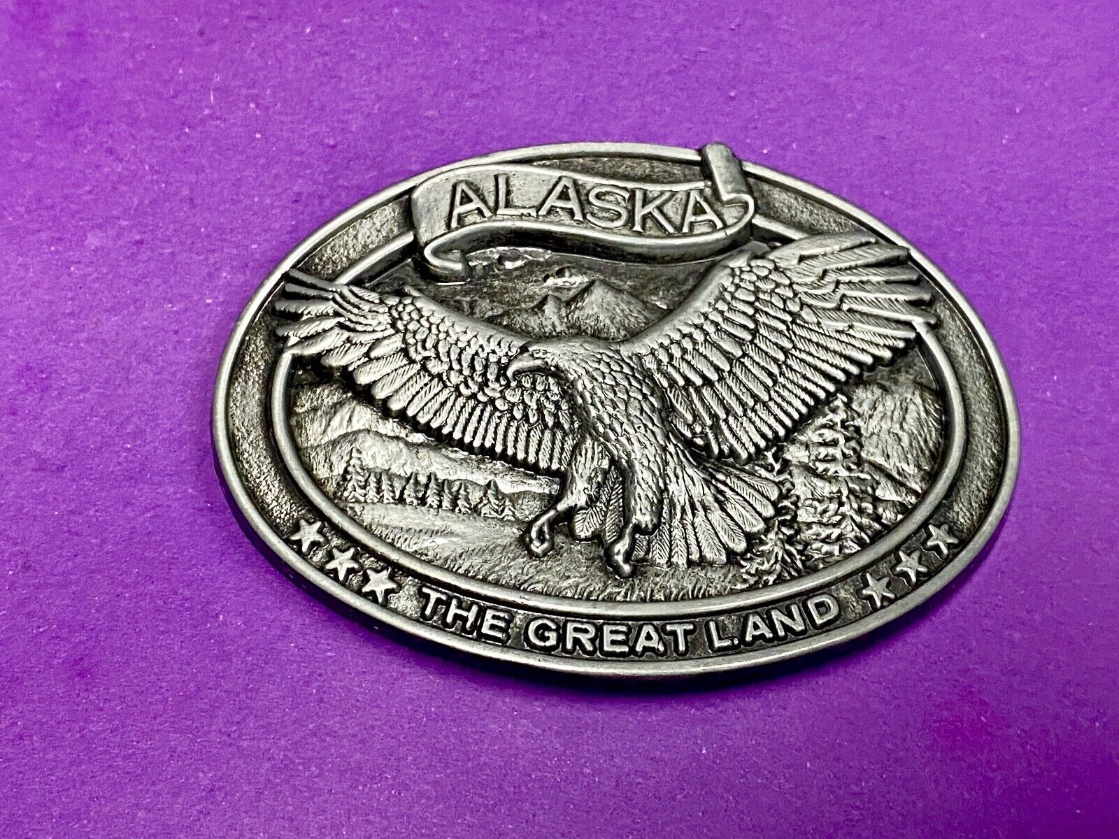 Alaska The Great Land American Bald Eagle Commemorative Belt Buckle