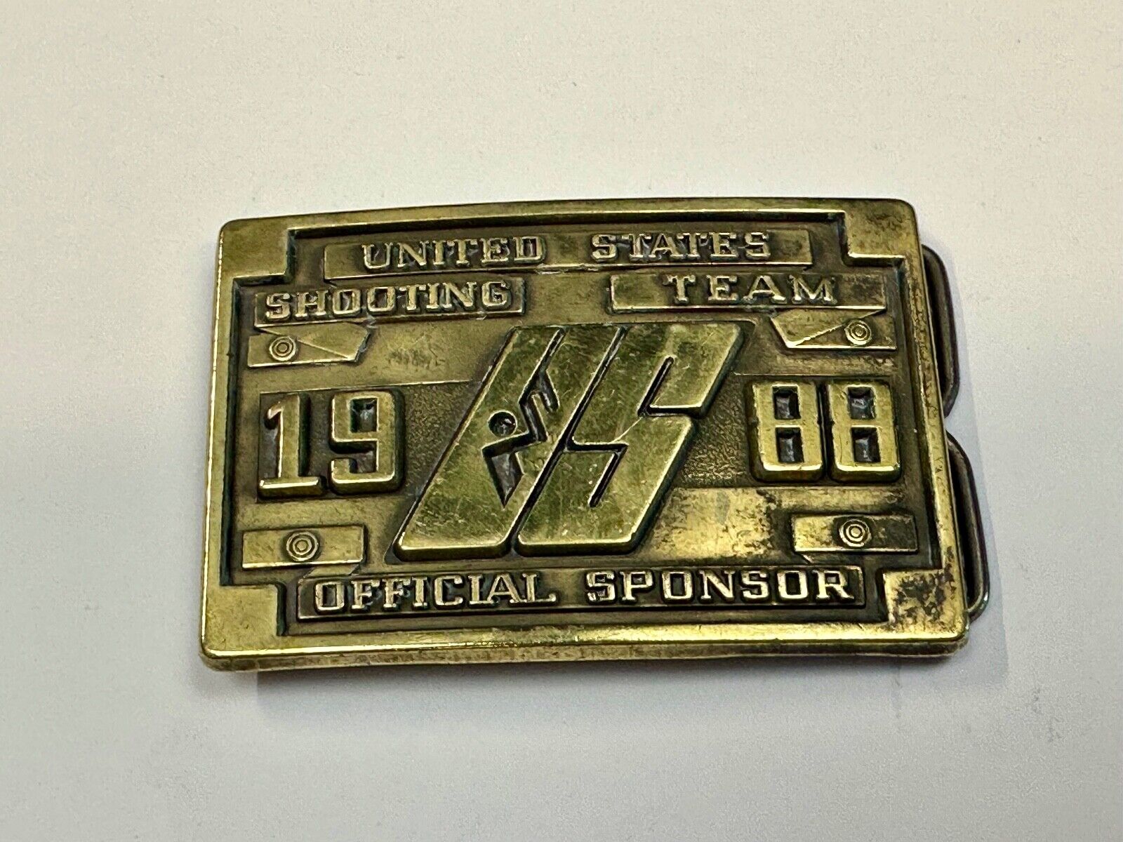 1988 Olympics US Shooting Team USA Belt Buckle Seoul Korea Official Sponsor