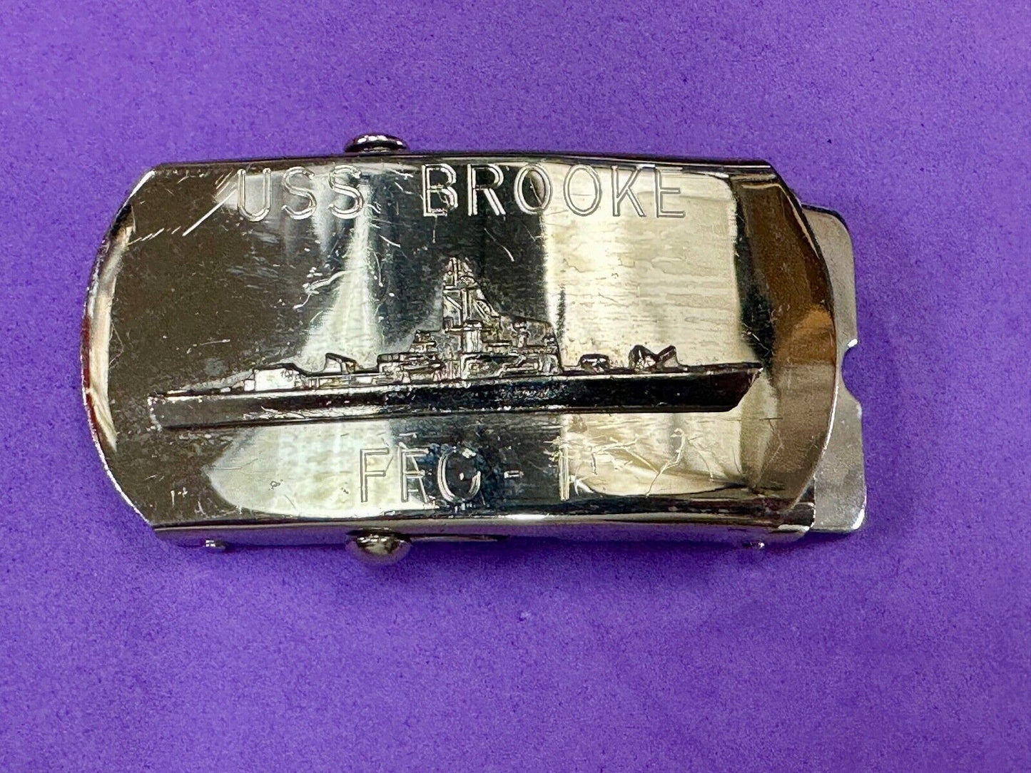 USS Broke FFG  - guided missile frigate United States Navy boat belt buckle