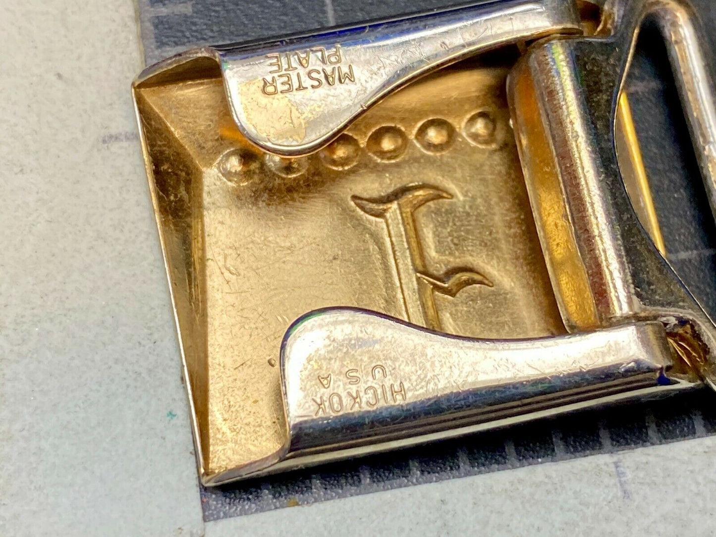 Vintage Hickok Master Plate Letter F Initial Monogram Art Deco Belt Buckle