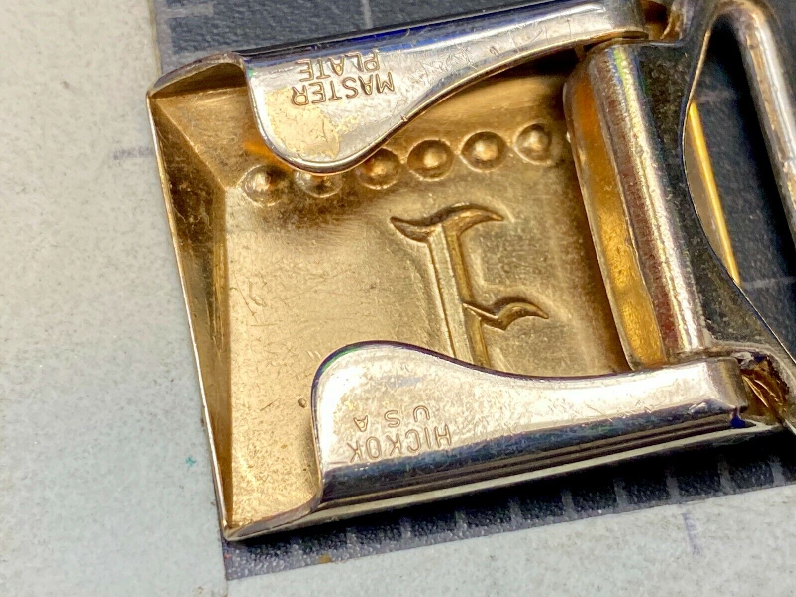 Vintage Hickok Master Plate Letter F Initial Monogram Art Deco Belt Buckle