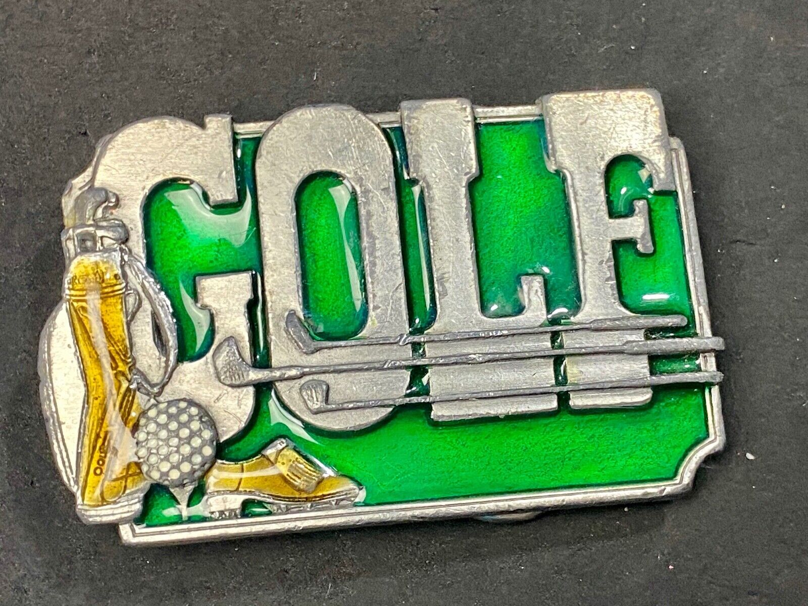 Vintage 1985 GOLF K-30 Lovers 3 D Metal Belt Buckle by Siskiyou perfect gift! 