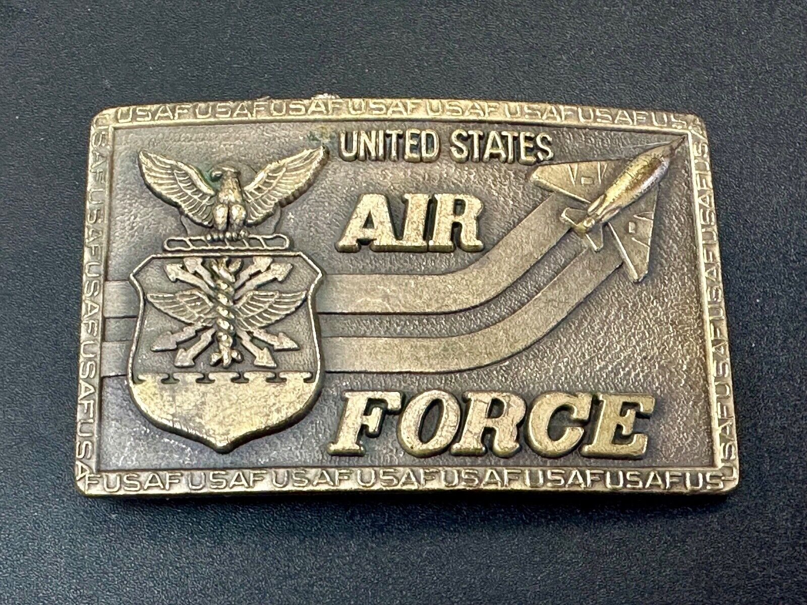 United States Air Force - Patriotic American Military brass tone belt buckle