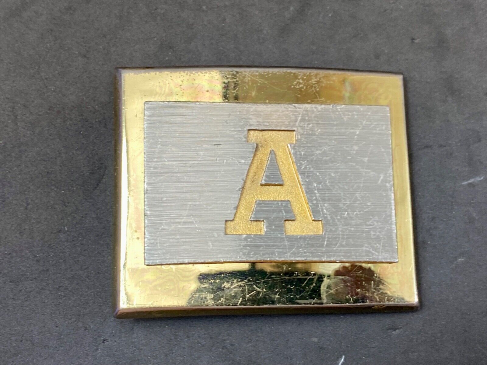 Vintage Dante Initial letter A two tone belt buckle