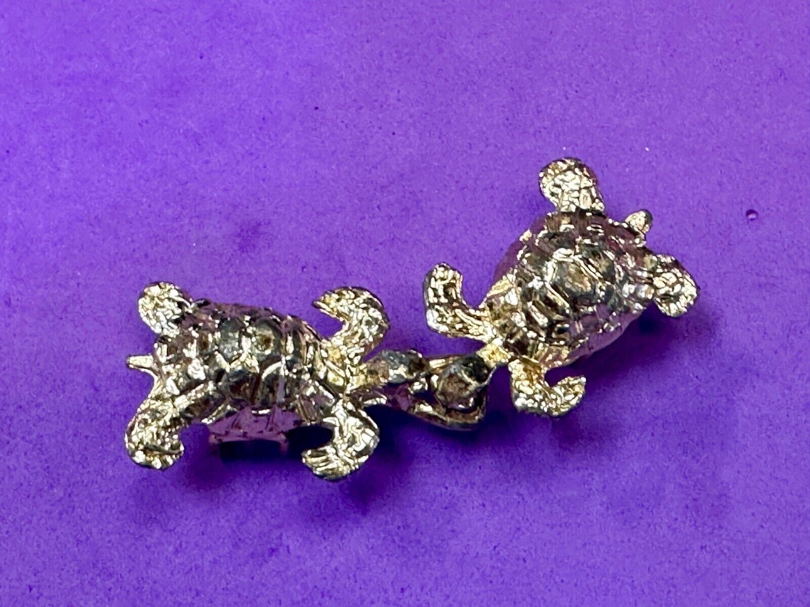 Two piece Turtles - gold tone interconnecting vintage Ocean Sea belt buckle
