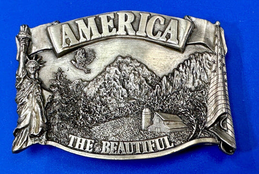 America the beautiful Patriotic United States Vintage 1983 Bergamot belt buckle