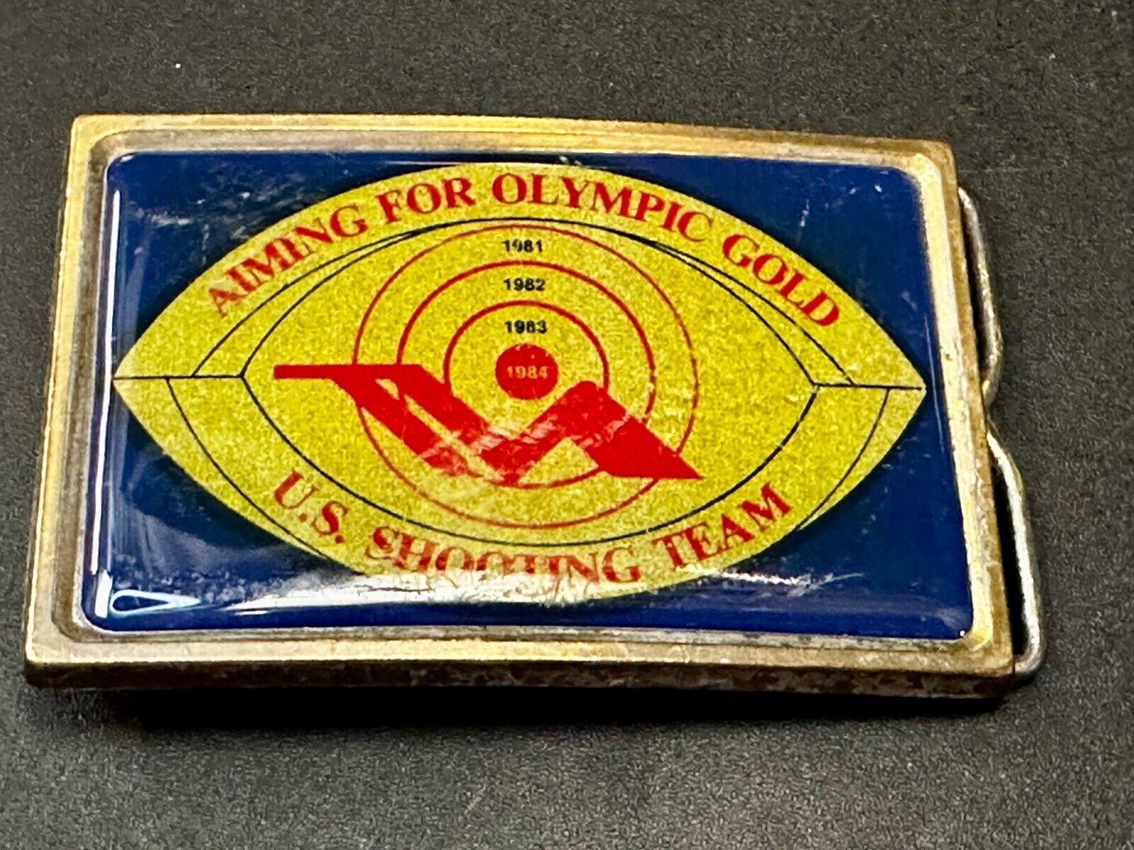 Aiming for Olympic Gold Vintage US Shooting Team Los Angeles 1984 Belt Buckle