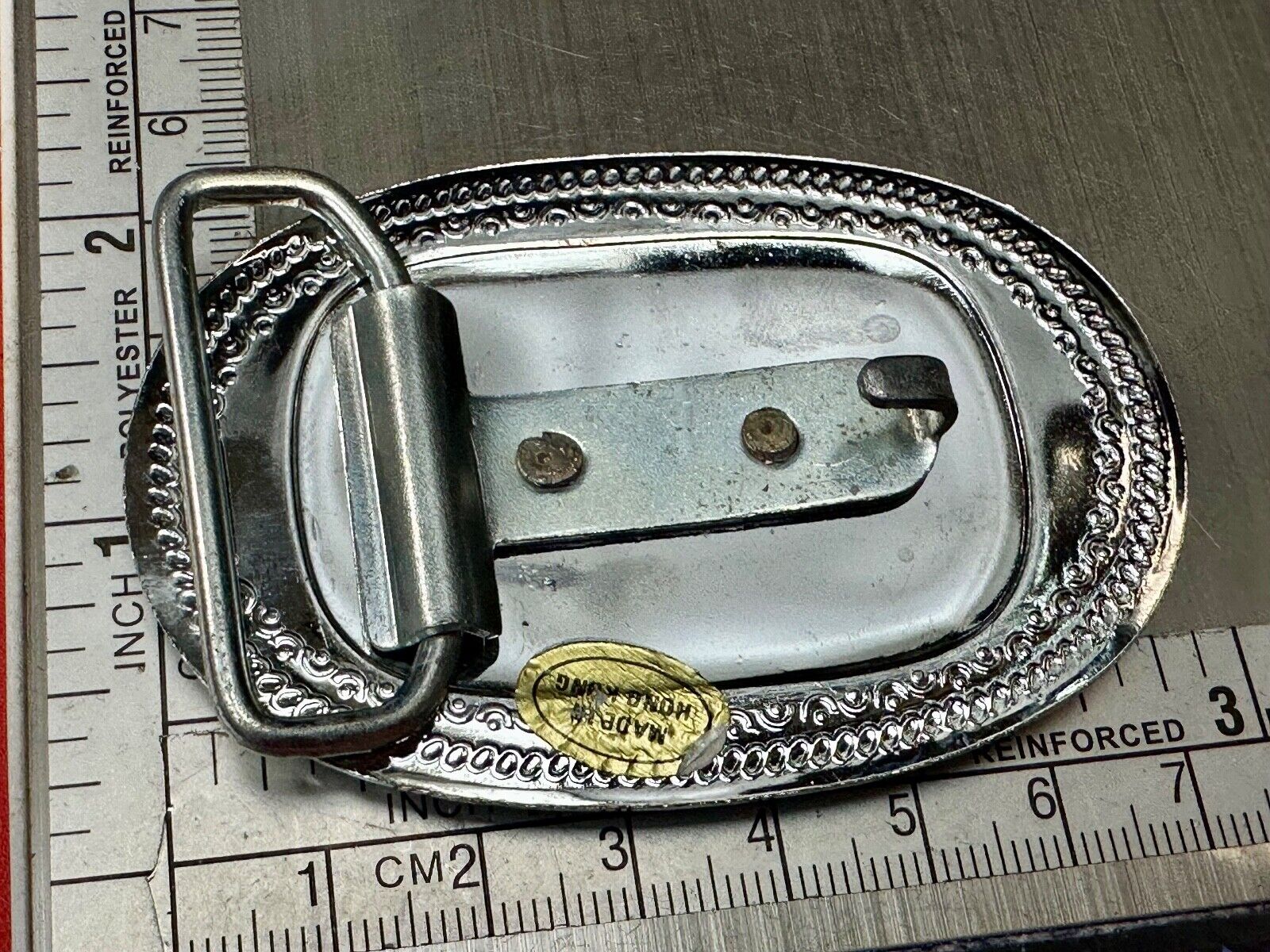 Vintage Covered Wagon on reflective oval two tone western belt buckle