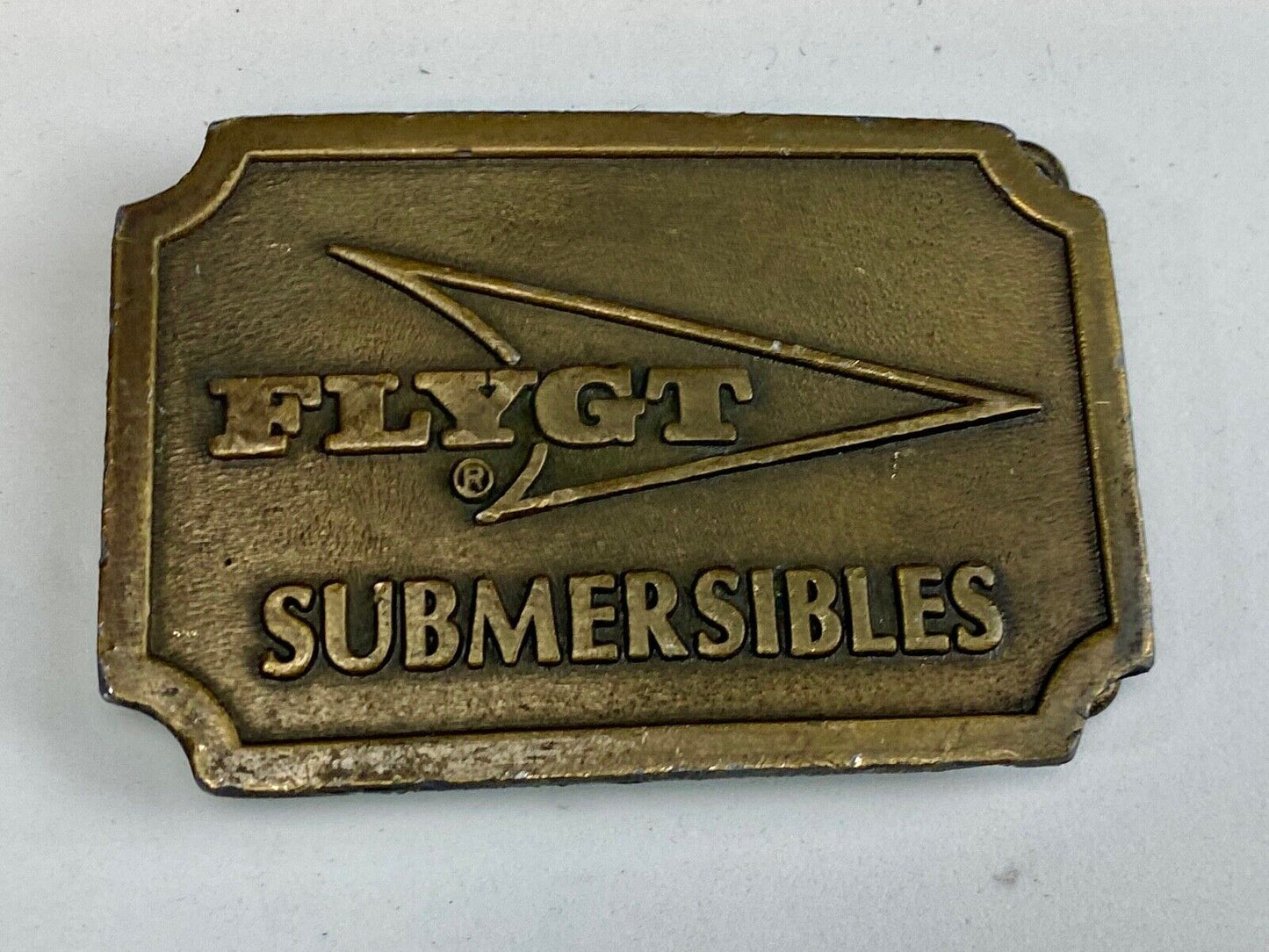 Vintage FLYGT Submersibles belt buckle by Hitline Swedish company advertising 