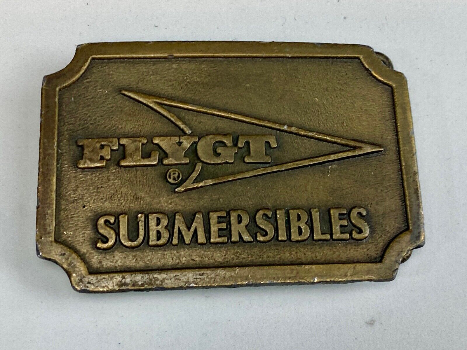 Vintage FLYGT Submersibles belt buckle by Hitline Swedish company advertising 