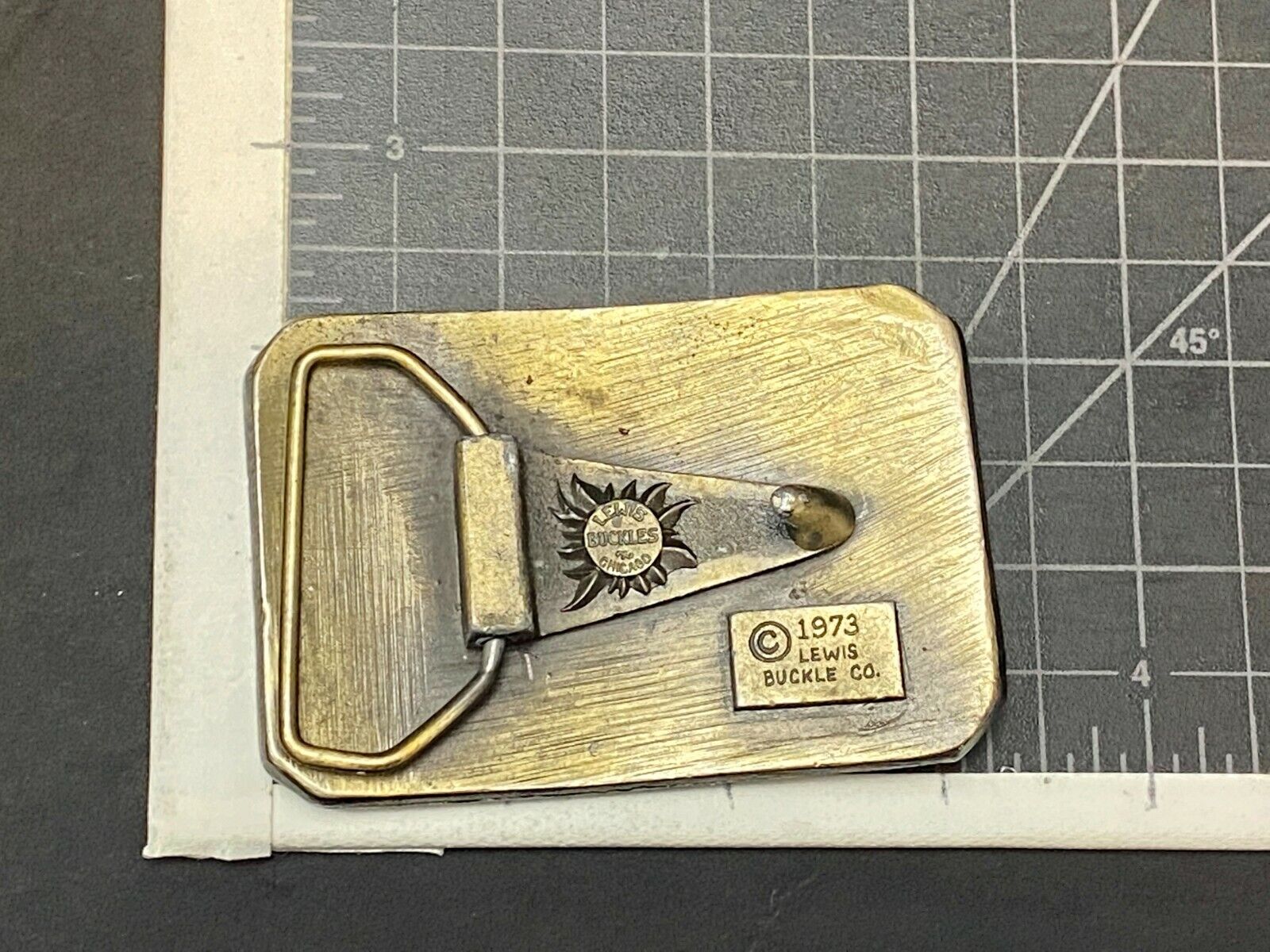 Vintage 1973 Lewis Buckle Co. Chicago Belt Buckle. America Indian On His Horse