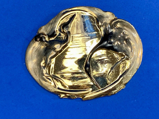 Art Nouveau Charmant Duck Figure Enamel Asian Chinoiserie Crane Belt Buckle