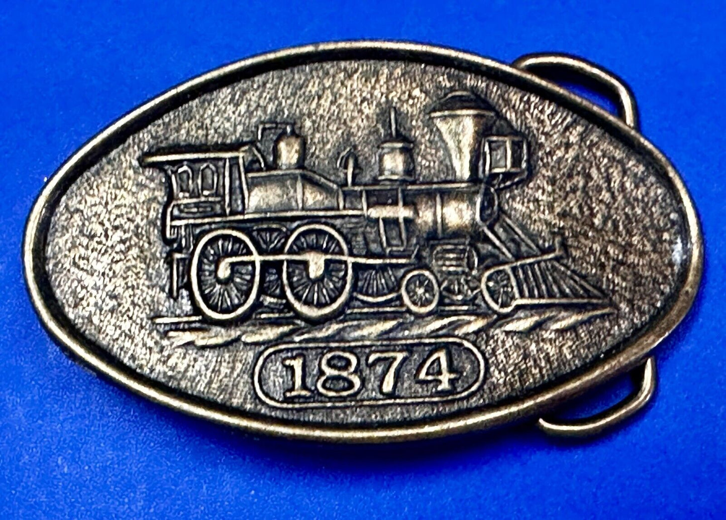 1874 Steam Engine Rail Road Railroad Train Vintage Belt Buckle