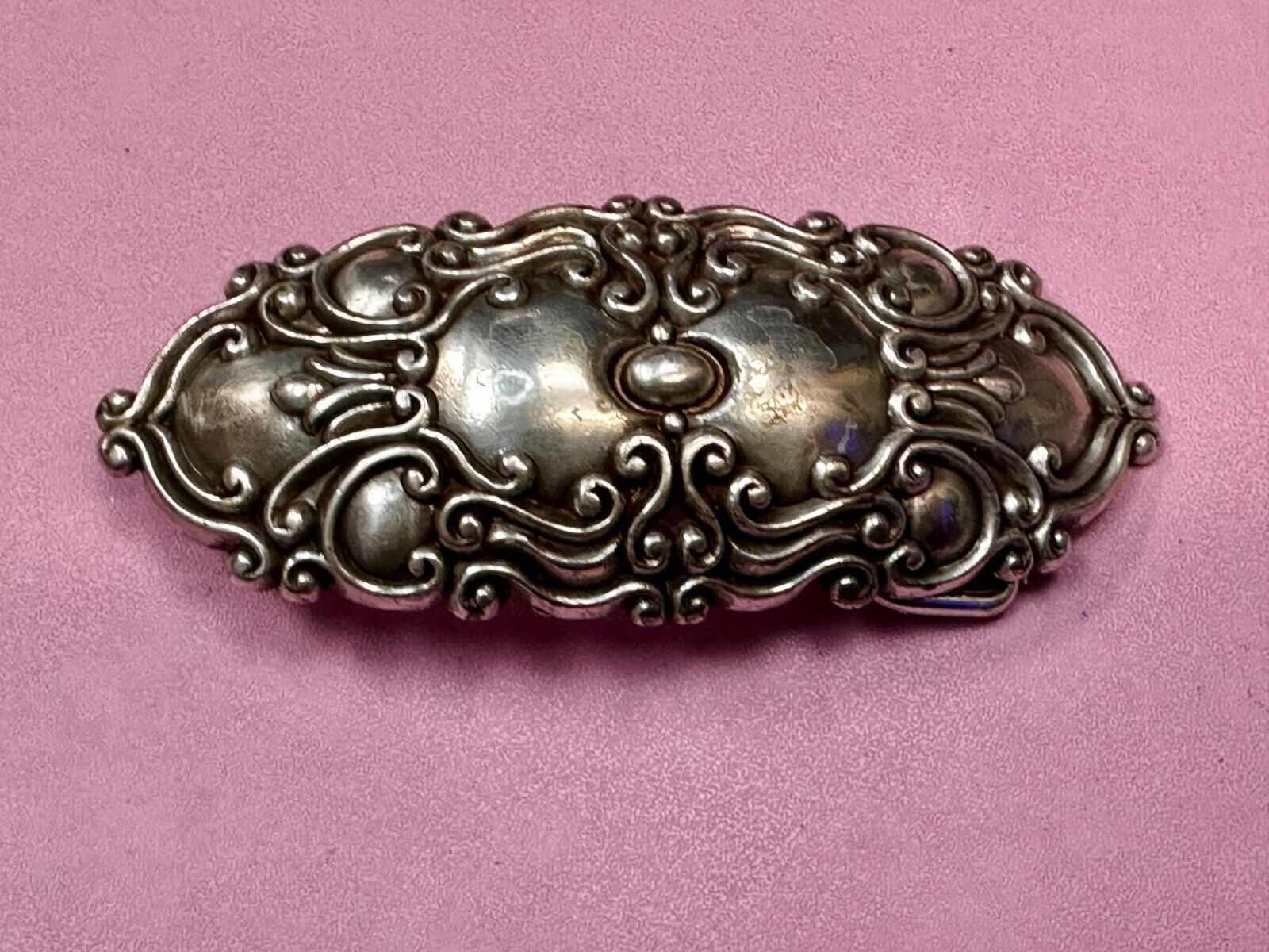 Victorian Art Style Floral Theme Vintage 1997 Silver Tone Belt Buckle