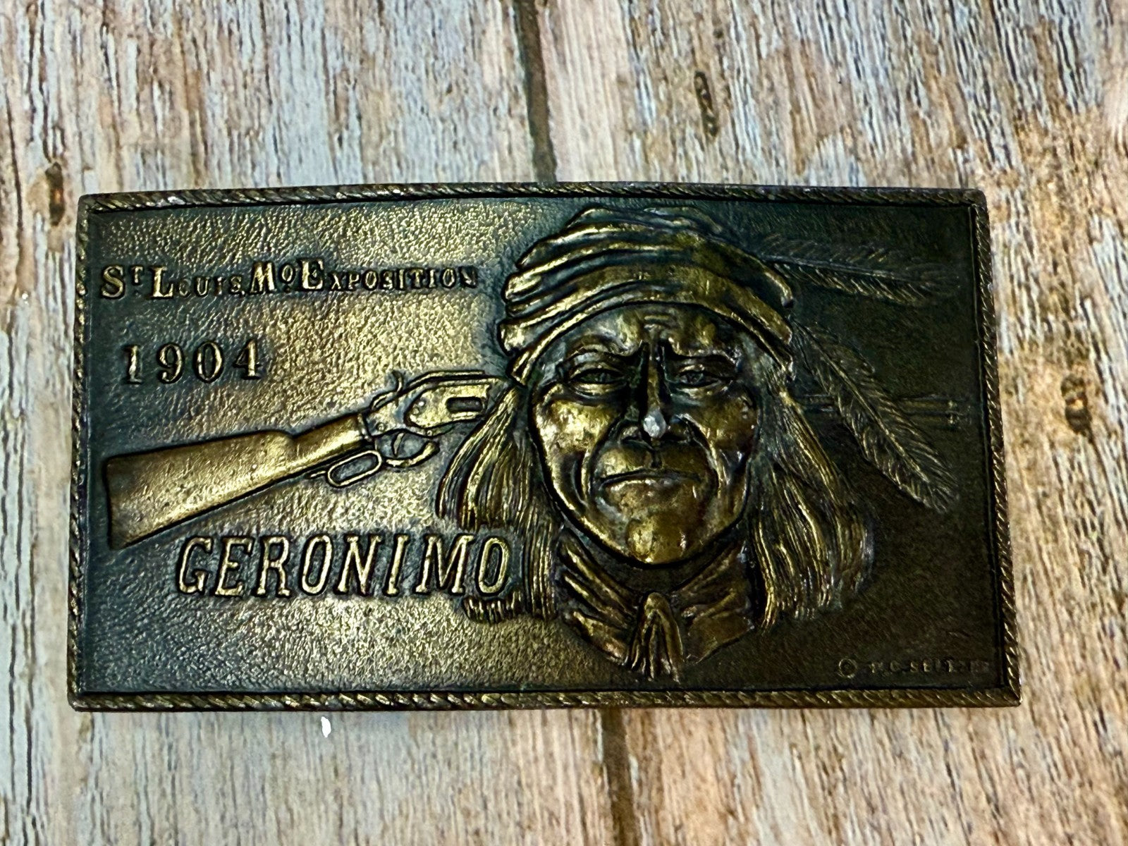1904 St. Louis Exposition GERONIMO Native American Indian Bergamot Belt Buckle