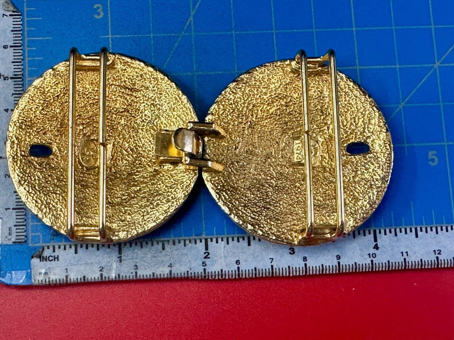 Two piece interconnecting Sand Dollars  vintage belt buckle by Mimi Di N