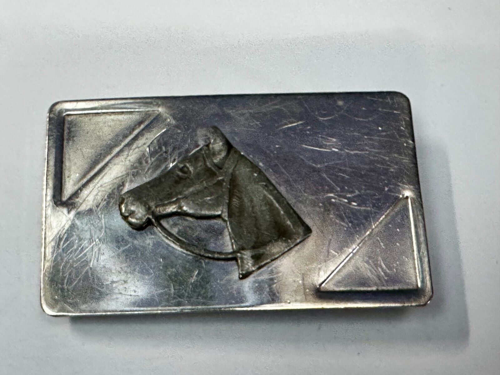 Vintage Horse Head on Nickel Silver Rectangular Belt Buckle
