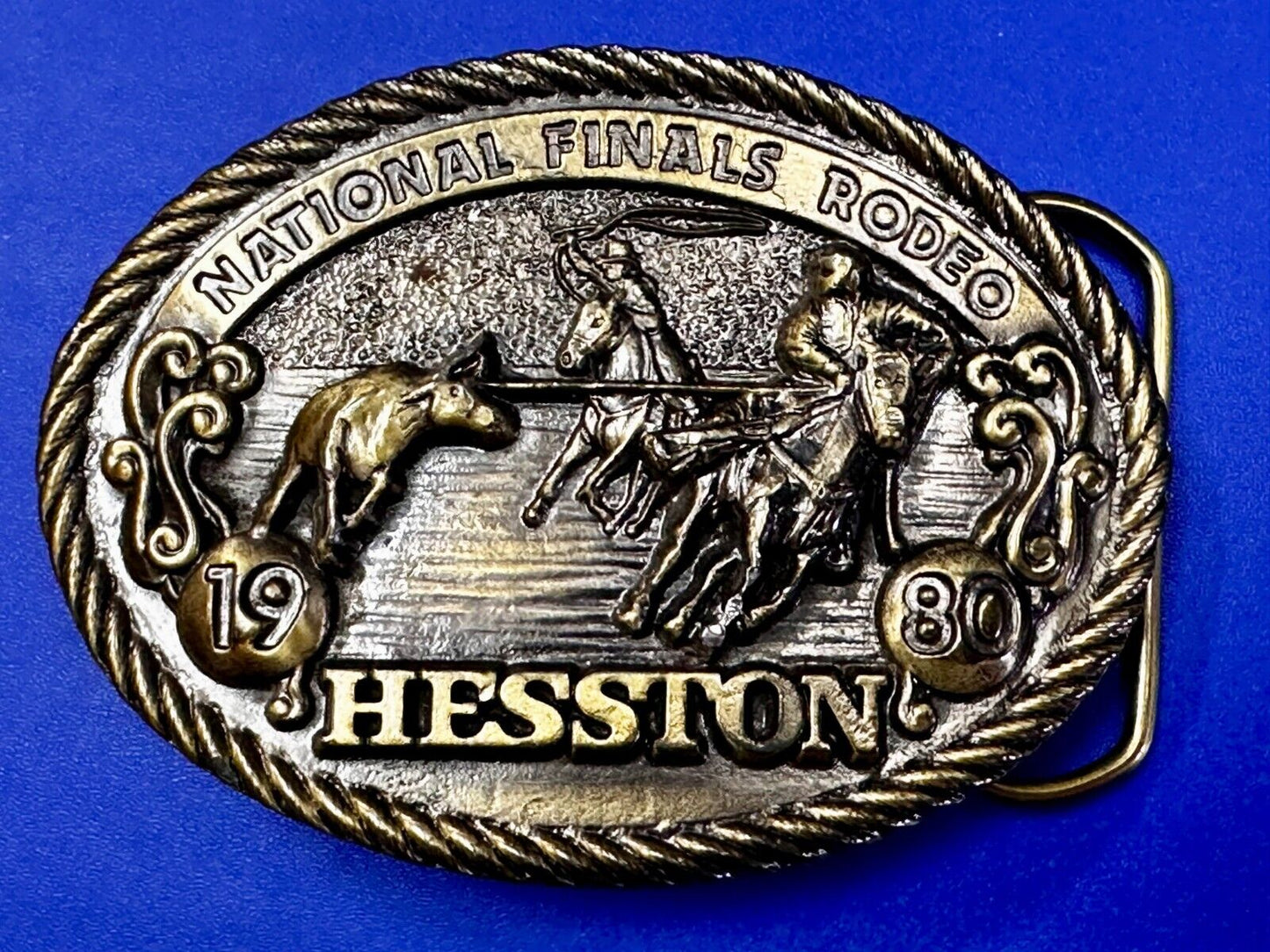 1980 Hesston NFR National Finals Rodeo Cowboys Western Belt Buckle