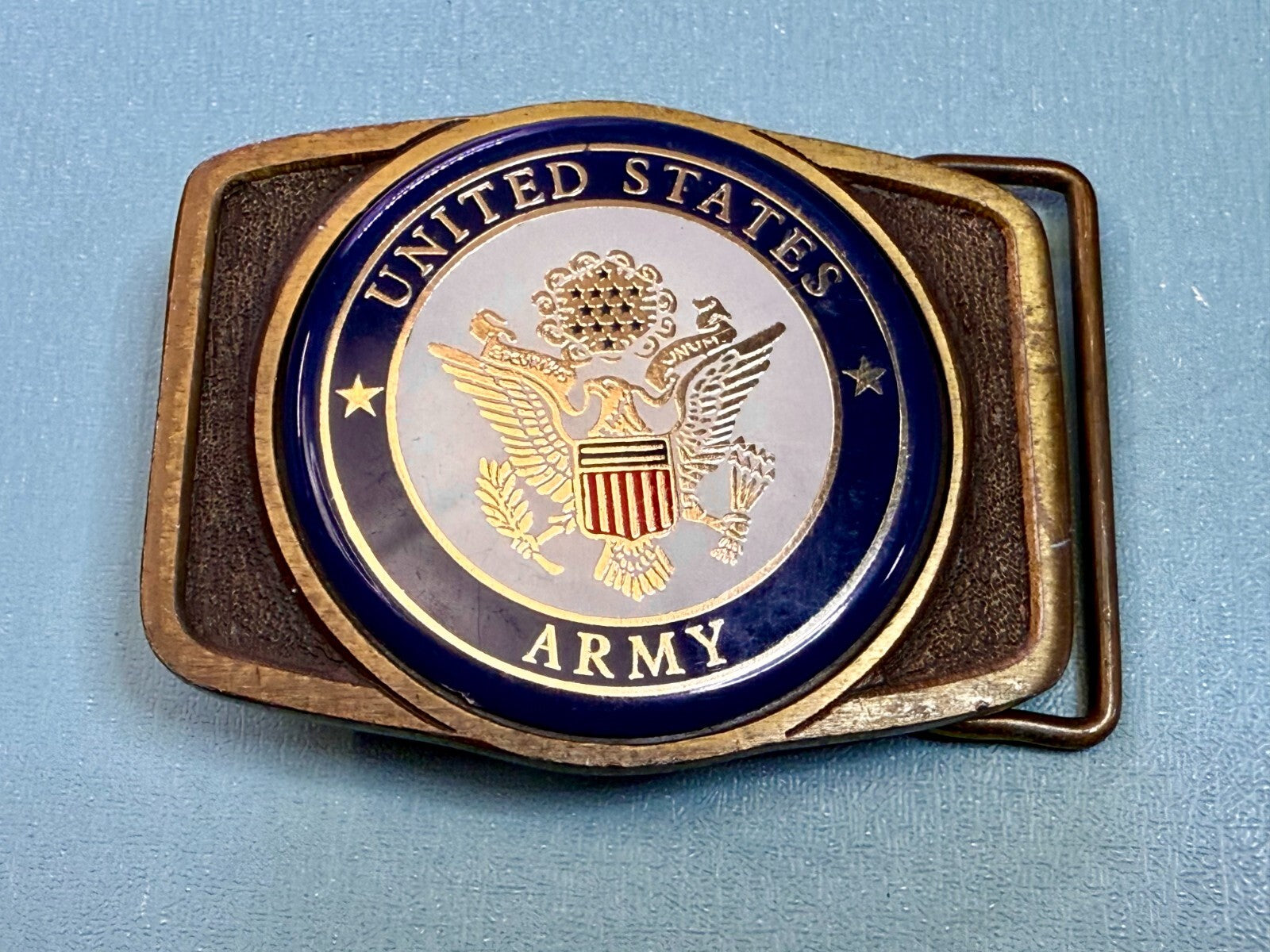 United States Army Armed Forces Commemorative Brass Tone Vintage Belt Buckle