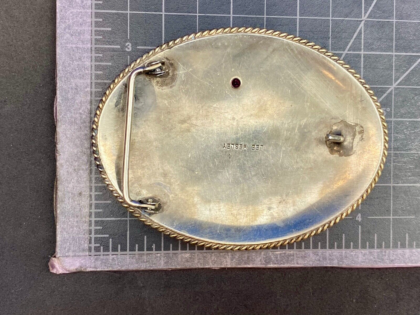 80's Lee Wesley trophy belt buckle CASA Grande Rodeo Club President Award AHSA 