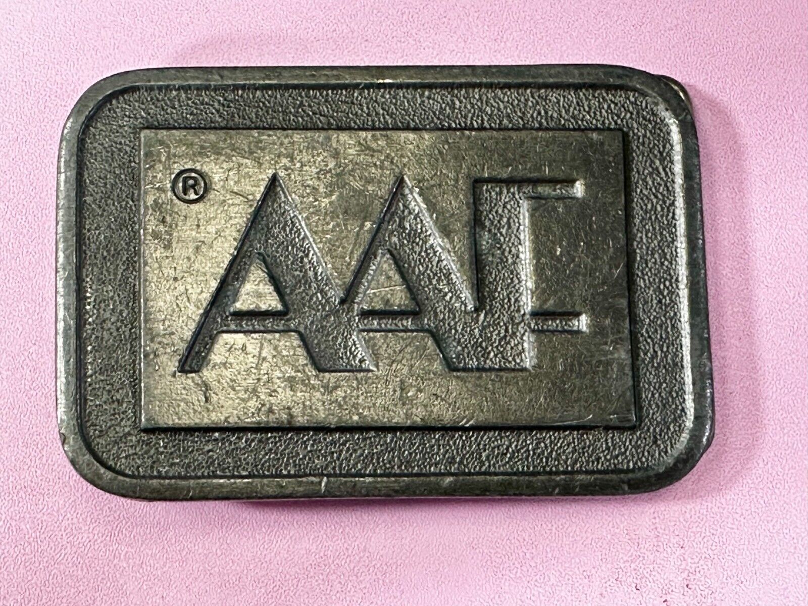 AAF American Air Filter Company Brass Tone Advertisement Belt Buckle