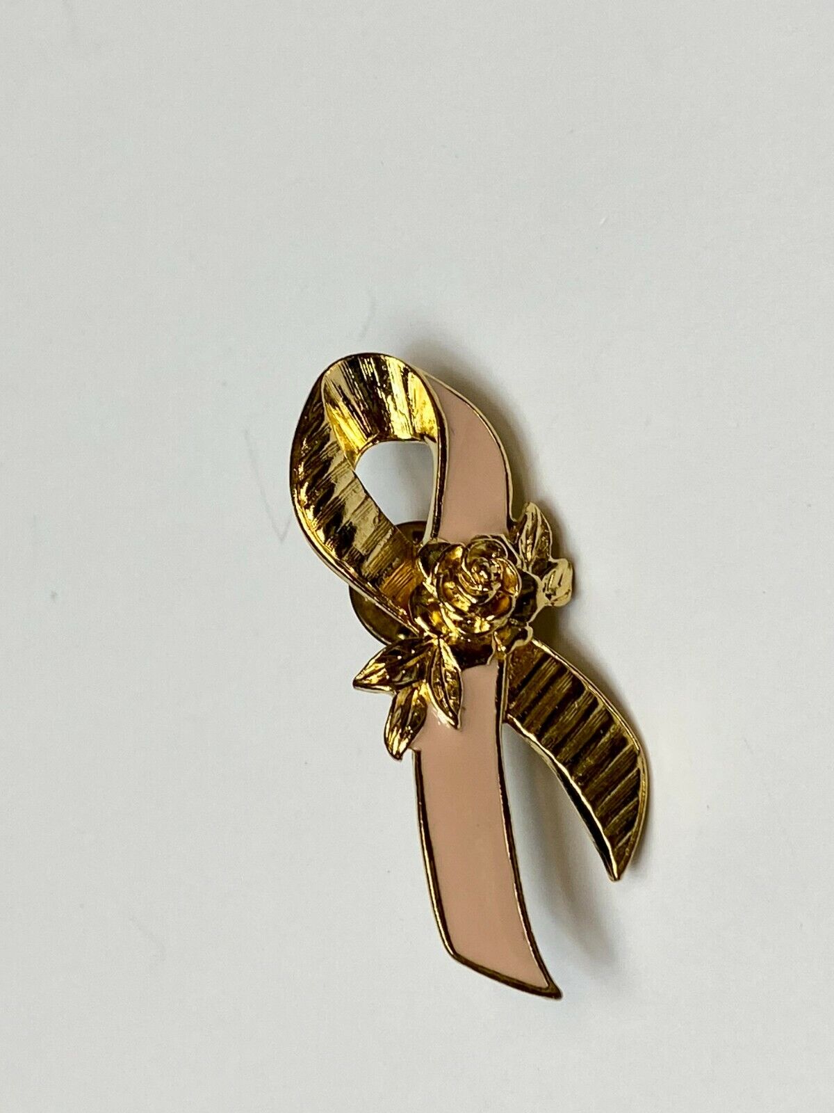 Vintage Avon Breast Cancer Awareness Lapel Pin Pink Ribbon Roses Brooch Pin